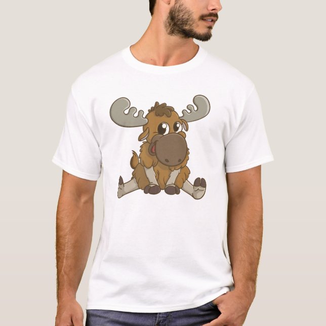 Niedlicher Cartoon-Elch-T - Shirt (Vorderseite)