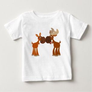 Niedlicher Cartoon Elche Couple in Liebe Baby T -  T-shirt