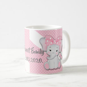 Niedlicher Cartoon-Elefant auf einem rosa weißen P Kaffeetasse