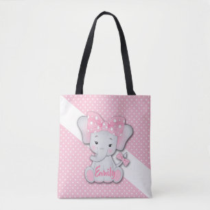 Niedlicher Cartoon-Elefant auf einem rosa weißen P Tasche