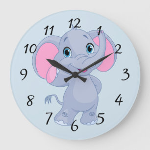 Niedlicher Cartoon Elefant Große Wanduhr