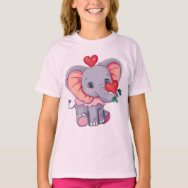 Niedlicher Cartoon Elefant mit Herz Adorable Anima T-Shirt