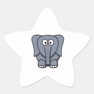Niedlicher Cartoon Elephant Clipart Stern-Aufkleber