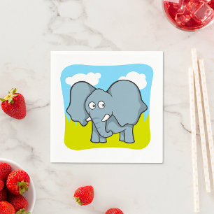 Niedlicher Cartoon Elephant Fun Dschungeltier Serviette
