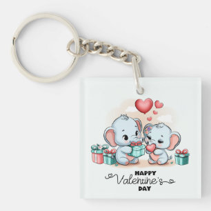 Niedlicher Cartoon Elephant Lover Herzklopfen Vale Schlüsselanhänger