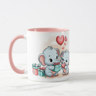 Niedlicher Cartoon Elephant Lover Herzklopfen Vale Tasse