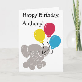 Niedlicher Cartoon Elephant mit Balloons Personali Karte