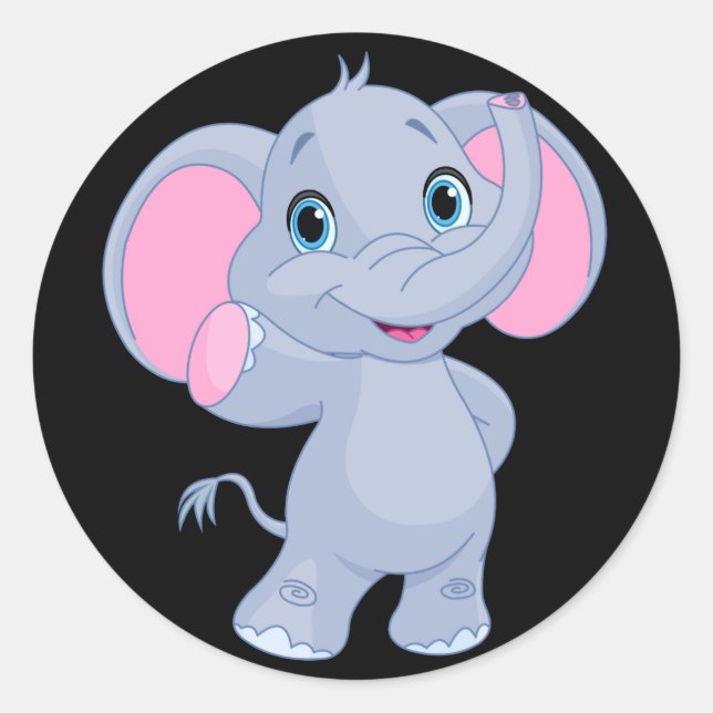 Niedlicher Cartoon Elephant Runder Aufkleber (Vorderseite)