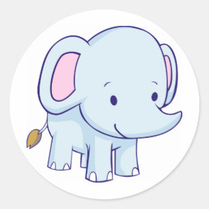 Niedlicher Cartoon Elephant Shirts Runder Aufkleber