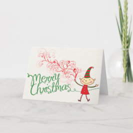 Niedlicher Cartoon Elf Magische Frohe Weihnachtsfe Feiertagskarte