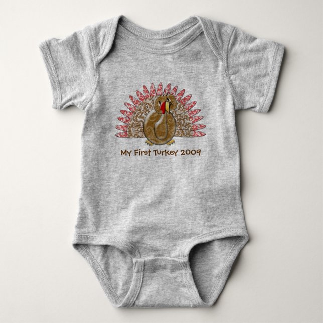 Niedlicher Cartoon Erntedank Türkei Baby Strampler (Vorderseite)