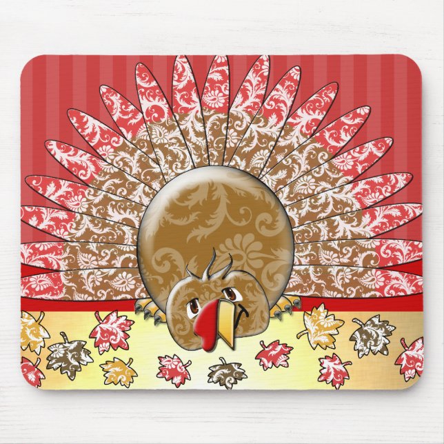 Niedlicher Cartoon Erntedank Türkei Mousepad (Vorne)
