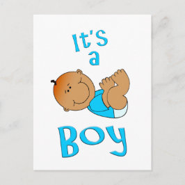 Niedlicher Cartoon Es ist ein Boy Text in Bright B Einladungspostkarte