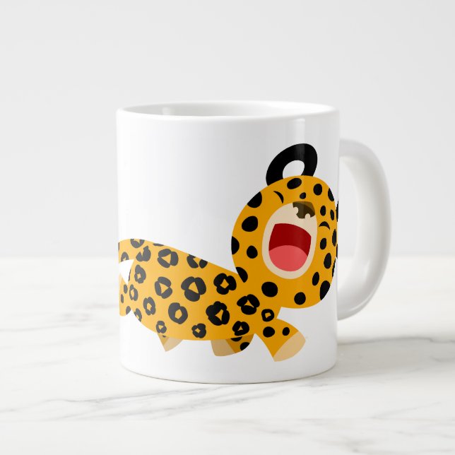 Niedlicher Cartoon Facetisch Leopard Jumbo Tasse (Vorderseite Rechts)