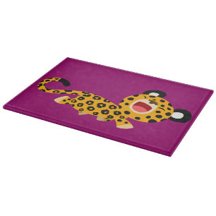 Niedlicher Cartoon Facetischer Leopard Cutting Boa Schneidebrett