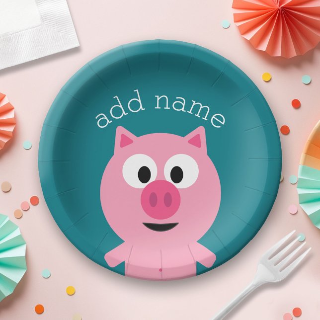 Niedlicher Cartoon Farm Schwein - Wählen Sie Ihre  Pappteller (Custom Paper Plate for a Party)