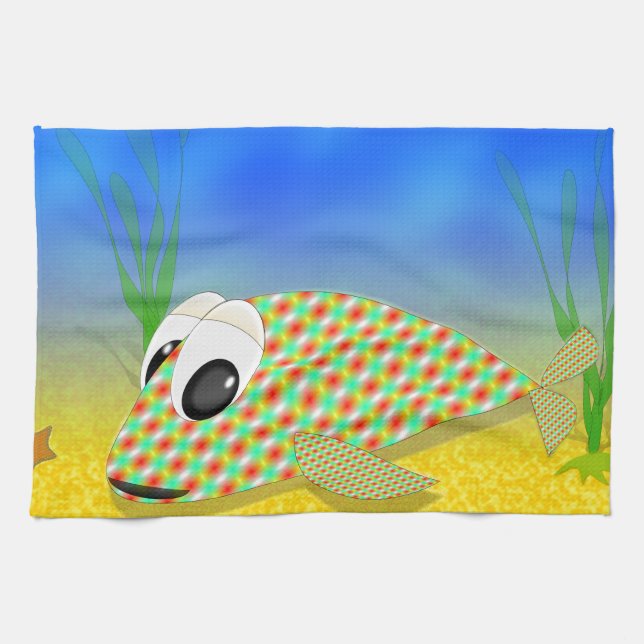 Niedlicher Cartoon Fisch Handtuch (Horizontal)