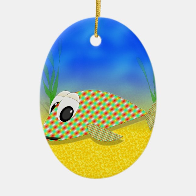 Niedlicher Cartoon Fisch Keramikornament (Vorne)