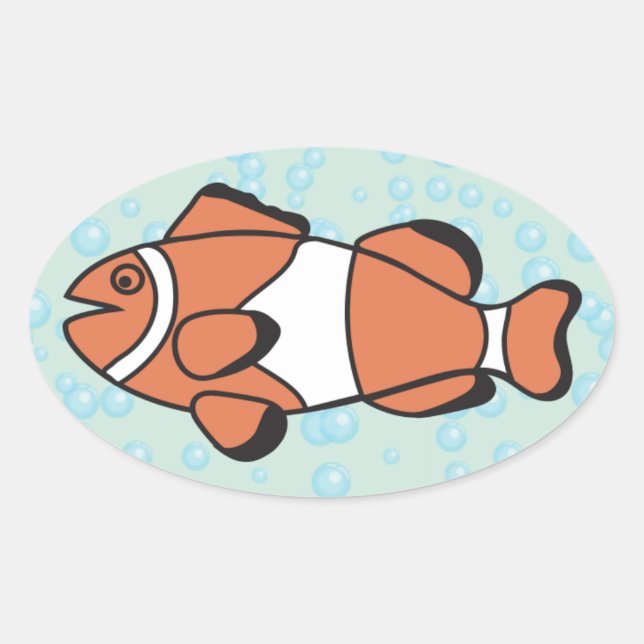 Niedlicher Cartoon Fisch Ovaler Aufkleber (Vorderseite)