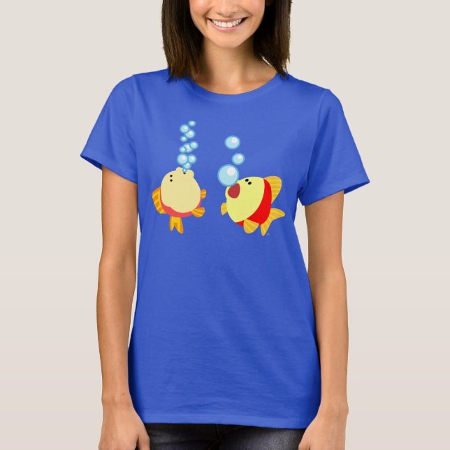 Niedlicher Cartoon Fische T - Shirt (Vorderseite)