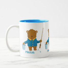 Niedlicher Cartoon Fischen Braunbär Kid Tasse