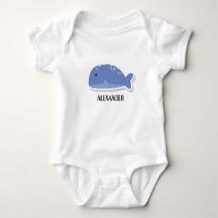 Niedlicher Cartoon Flachaufkleber Whale Personalis Baby Strampler