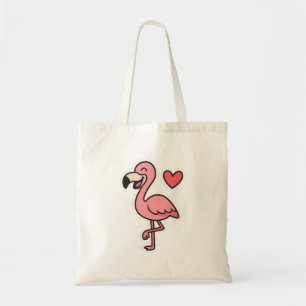 Niedlicher Cartoon Flamingo Sticker mit Herz Tragetasche
