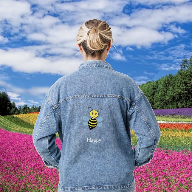 Niedlicher Cartoon "Flying Happy Bumblebee" Jeansjacke (Von Creator hochgeladen)