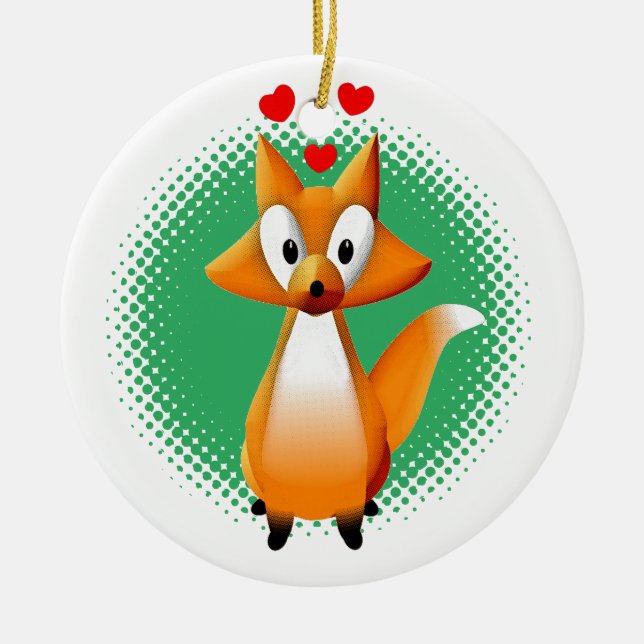 Niedlicher Cartoon Fox Animal Keramik Keramik Ornament (Vorne)