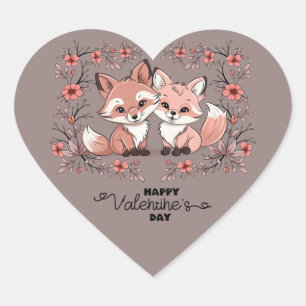 Niedlicher Cartoon Fox Liebhaber Herzlich Willkomm Herz-Aufkleber
