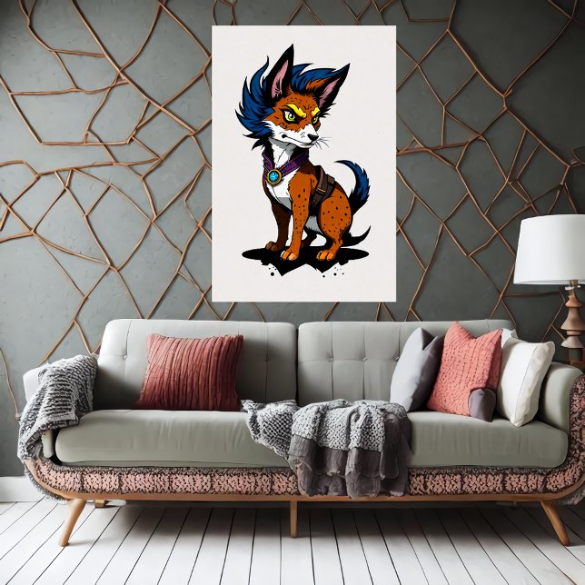 Niedlicher Cartoon Fox mit blauem Haar | Art der A Poster (Von Creator hochgeladen)