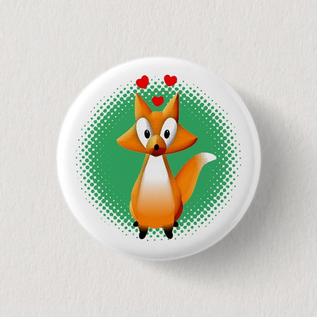 Niedlicher Cartoon Fox Tier Button (Vorderseite)