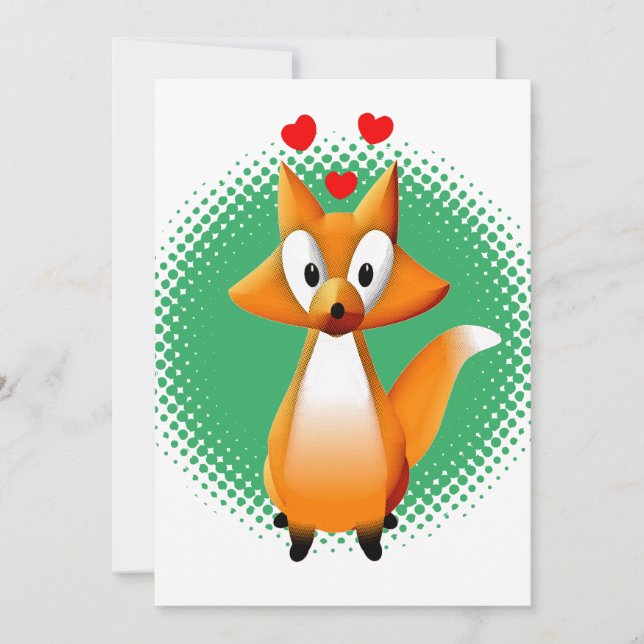 Niedlicher Cartoon Fox Tier Einladung (Vorderseite)