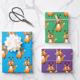 Niedlicher Cartoon Fox Tier Geschenkpapier Set