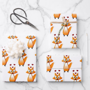 Niedlicher Cartoon Fox Tier Geschenkpapier Set