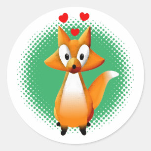 Niedlicher Cartoon Fox Tier Runder Aufkleber