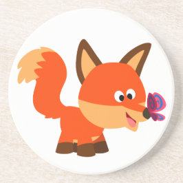 Niedlicher Cartoon Fox und Schmetterling Untersetz Getränkeuntersetzer