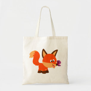 Niedlicher Cartoon Fox und Schmetterlingsbeutel Tragetasche