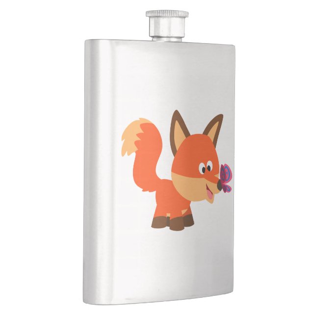 Niedlicher Cartoon-Fox- und Schmetterlingsflasche Flachmann (Rechts)
