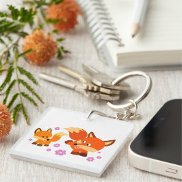 Niedlicher Cartoon Foxes Akryllischer Schlüsselanh Schlüsselanhänger