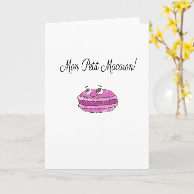 Niedlicher Cartoon Französische Cookies Macaron Ca Karte (Gelbe Blume)