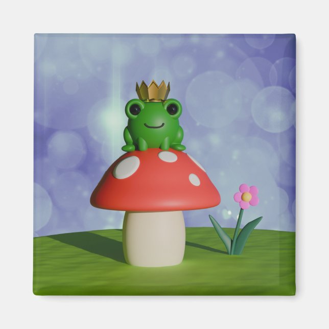 Niedlicher Cartoon Frog Tragen einer Krone auf ein Magnet (Vorne)