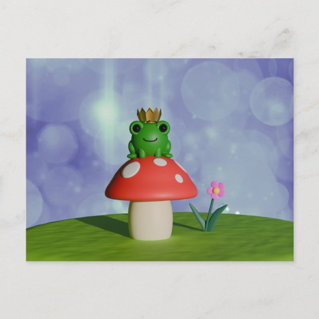 Niedlicher Cartoon Frog Tragen einer Krone auf ein Postkarte (Vorderseite)