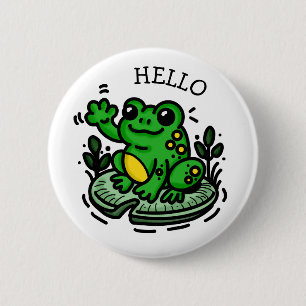 Niedlicher Cartoon Frosch auf Lily Pad Sprichwort  Button