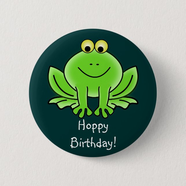 Niedlicher Cartoon-Frosch-hopfenreicher Button (Vorderseite)