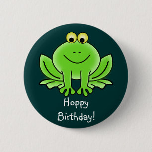Niedlicher Cartoon-Frosch-hopfenreicher Button