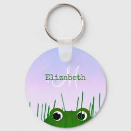 Niedlicher Cartoon Frosch pieken durch Gras person Schlüsselanhänger