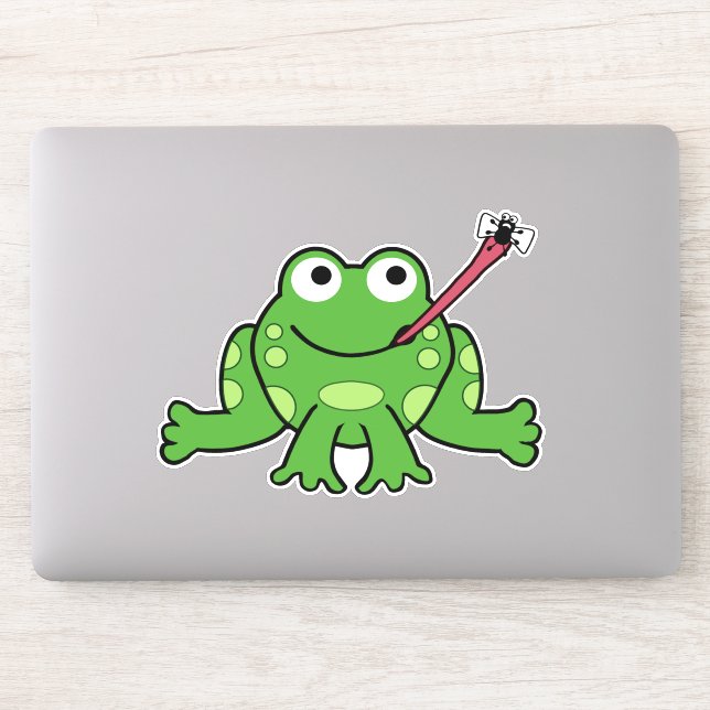 Niedlicher Cartoon Frosch und Fliegen Aufkleber (Computer)