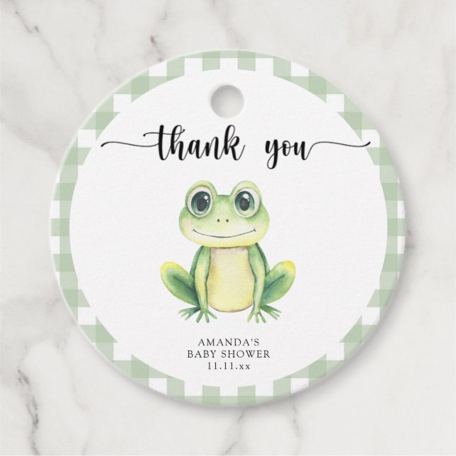 Niedlicher Cartoon Froschbaby Dusche Danke Geschenkanhänger (Vorderseite)