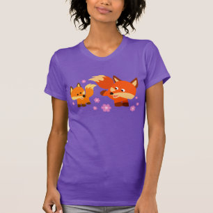 Niedlicher Cartoon Füchse T - Shirt